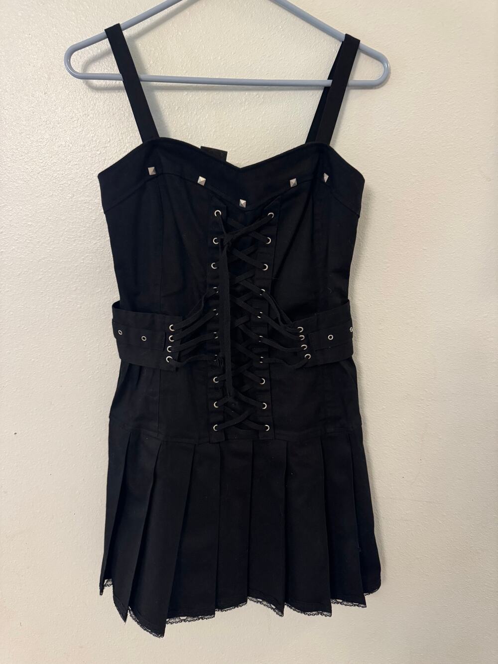 Tripp NYC black corset mini dress cyberpunk Y2K women's medium
